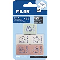 Los mejores  - Milan BMM9222 - Pack de 5 gomas de borrar de caucho sintètico flexible- modelo de figurinas surtido
